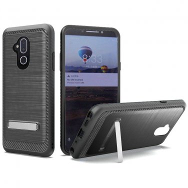 Alcatel 7 Folio Case Slim Brushed Hybrid with Design Edged Lining with magnetic kickstand - Black