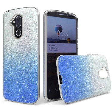 Alcatel 7 Folio Phone Case Two Tone Glitter Hybrid - Light Blue
