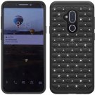 Alcatel 7 Folio Phone Case Studded Rhinestone Crystal Bling Diamond Tough Hybrid - Black/Black