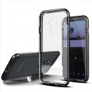 Alcatel 7 Folio Phone Case Vitreous Crystal Clear Transparent Hybrid with magnetic stand - Black