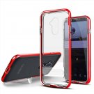 Alcatel 7 Folio Phone Case Vitreous Crystal Clear Transparent Hybrid with magnetic stand - Red