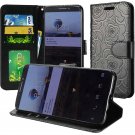 Alcatel 7 Folio Phone Case Wallet Flip Case Textured Rose Flower Design - Black