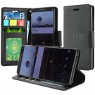 Alcatel 7 Folio Phone Case Two Tone Flip Wallet Credit Card - Black