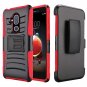 Alcatel 7 Folio Phone Case Hybrid Side Kickstand With Holster Clip - Black+Red