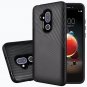 Alcatel 7 Folio Phone Case Textured Embossed Lines Hard Plastic PC TPU Hybrid - Black