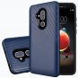 Alcatel 7 Folio Phone Case Textured Embossed Lines Hard Plastic PC TPU Hybrid - Dark Blue
