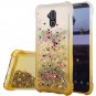 Alcatel 7 Folio Phone Case Liquid Quicksand with Glitter Two Tone Color Design TPU - Gold