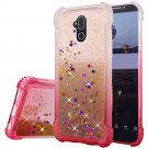 Alcatel 7 Folio Phone Case Liquid Quicksand with Glitter Two Tone Color Design TPU - Hot Pink