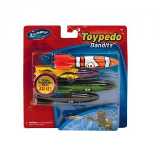 NEW Swimways Toypedo Bandits Swimming Pool Bath Tub Underwater Throw Toys 4 Pk