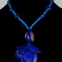 Handmade Indigo Blue Tagua and Acai Seeds Beaded Petals Necklace