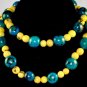 Handmade Turquoise & Lemon Yellow Beaded Fashion Necklace