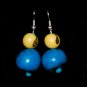 Handmade Turquoise and Lemon Yellow Beaded Earrings