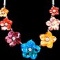 Sterling Silver Multi-Color Flower Cascade Necklace