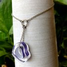 Purple Cane Glass Heart Necklace