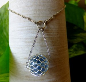 Blue Mesh Bead Necklace