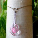 Pink Cane Glass Heart Necklace