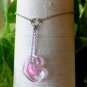 Pink Cane Glass Heart Necklace
