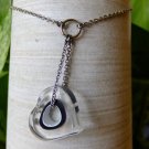 Dark Purple Cane Glass Heart Necklace