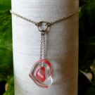 Red Cane Glass Heart Necklace