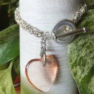Chainmaille Byzantine Bracelet with Glass Heart