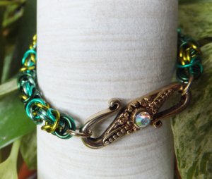 Varied Green Byzantine Chainmaille Bracelet