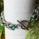 Green and Silver Byzantine Chainmaille Bracelet