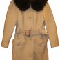 50% OFF - Vintage 1949 Cream-Gray Leather & Dyed Australian Opossum Fur Lady's Coat - Size 8