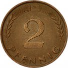 2 Deutsche Pfennig 1961 F - Stuttgart Mint - Excellent Condition Circulated