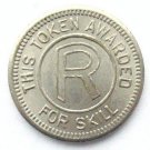 VERY RARE Vintage Arcade Game Token - R. This token awarded for skill - Very Good Condition