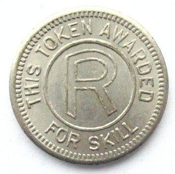 VERY RARE Vintage Arcade Game Token - R. This token awarded for skill - Very Good Condition