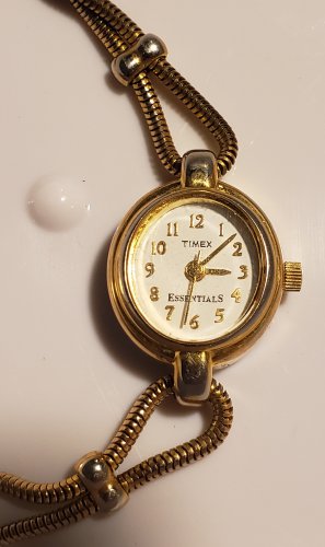 50% OFF - Vintage Woman's Watch - Timex Essentials Quartz Gold Watch - Circular Face