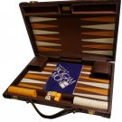 Vintage 1970 Skor-Mor Backgammon Game Set in Brown Leather Travel Case