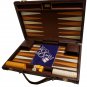 Vintage 1970 Skor-Mor Backgammon Game Set in Brown Leather Travel Case