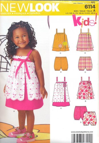 Girls Pattern Toddler 5 Sizes Top Dress Bloomers New Look 6114 Summer Clothes