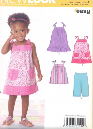 Girls Pattern Toddler 5 Sizes Dress Top Pants New Look 6796 Summer Clothes