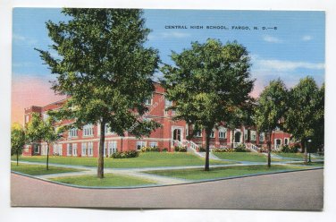 Central High School Fargo North Dakota Postcard