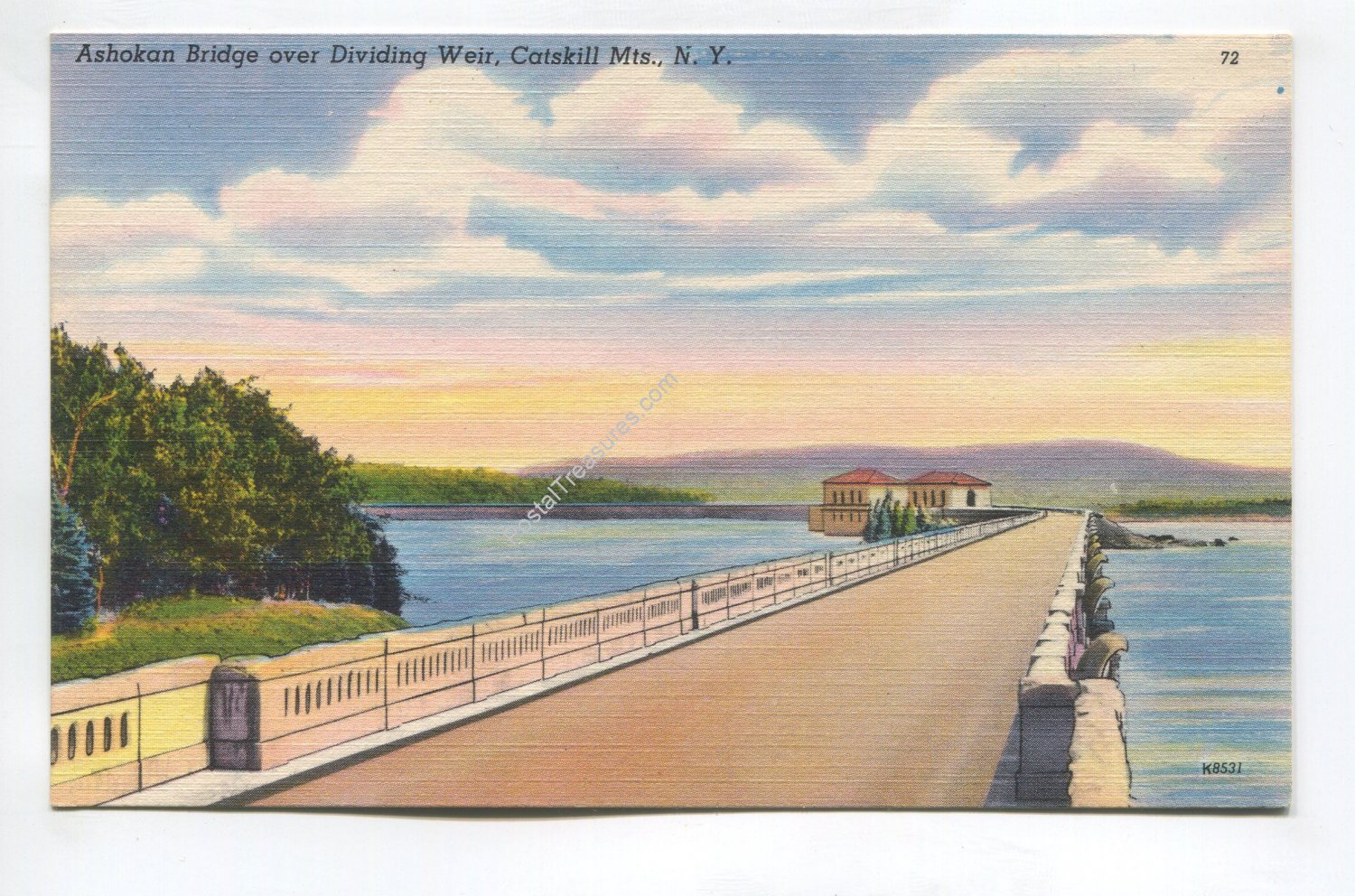 Ashokan Bridge over Dividing Weir Catskills Mts New York Postcard