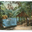 Rustic Bridge and Electric Launch on River Riverton Park Maine Postcard