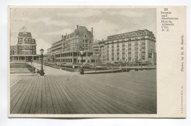 Dennis and Shelburne Hotels Atlantic City New Jersey Postcard