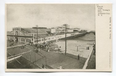 Boardwalk and Youngs Pier Atlantic City New Jersey Postcard