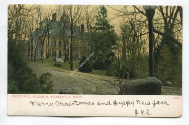 Green Hill Mansion Worcester Massachusetts Postcard