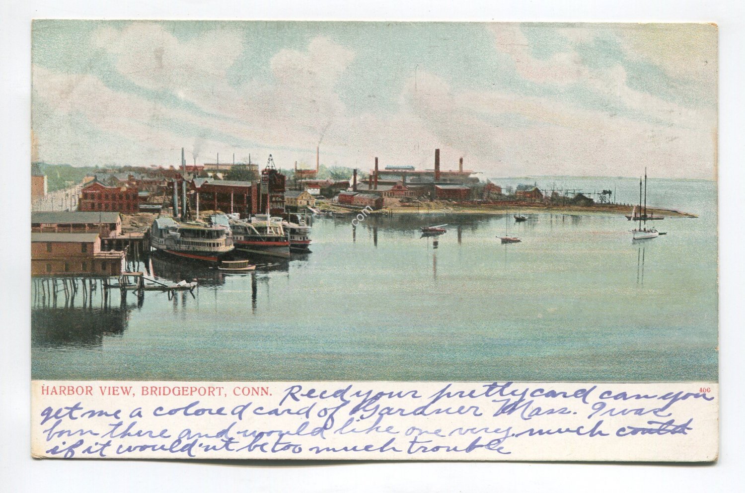 Harbor View Bridgeport Connecticut Postcard