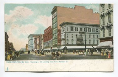 Washington Street Looking West from Meridian Street Indianapolis Indiana Postcard