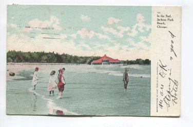In the Surf Jackson Park Beach Chicago Illinois Postcard