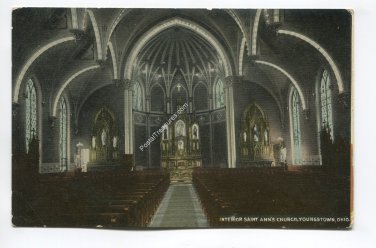 Interior Saint Anns Church Youngstown Ohio Postcard