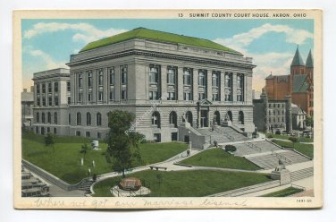 Summit County Court House Akron Ohio Postcard