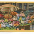 Sidewalk Flower Stands San Francisco California Postcard