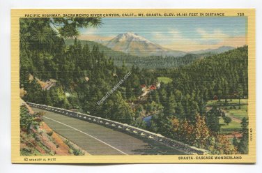 Pacific Highway Sacramento River Canyon California Mt Shasta in distance Postcard