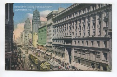 Market Street looking East from Fourth San Francisco California Postcard