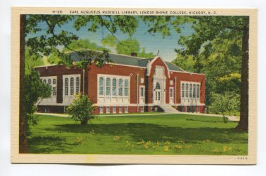 Carl Augustus Rudisill Library Rhyne College Hickory North Carolina Postcard